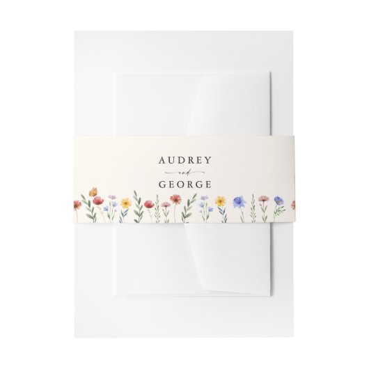 Bruidsfeest met levendige wilde bloemen uitnodigingen wikkel (Voorkant Voorbeeld)