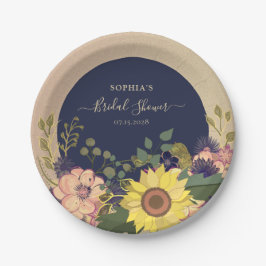 Bruidsfeest met marine bloemen papieren bordje