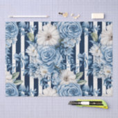 Bruidsfeest met marineblauwe bloemstrepen tissuepapier (Craft)