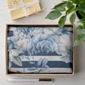 Bruidsfeest met marineblauwe bloemstrepen tissuepapier (Geschenk)