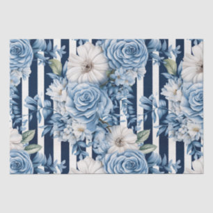 Bruidsfeest met marineblauwe bloemstrepen tissuepapier