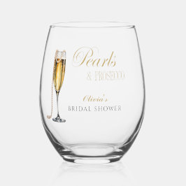 Bruidsfeest met parels en Prosecco, Bruidsontbijt Wijnglas Zonder Voet