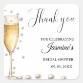 Bruidsfeest met Parels en Prosecco Vierkante Sticker (Voorkant)