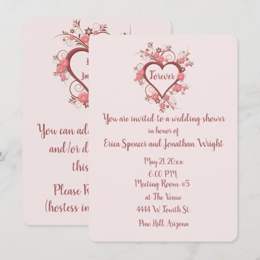 Bruidsfeest met romantische barokhart kaart (Voorkant / Achterkant)