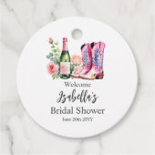 Bruidsfeest met Roze Laarzen en Bubbels Bedankjes Labels (Voorkant)