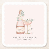 Bruidsfeest met Rozenblaadjes & Prosecco Jubileumf Kartonnen Onderzetters (Voorkant)