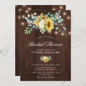 bruidsfeest met rustiek hout, zonnebloemen en euca kaart (Voorkant / Achterkant)