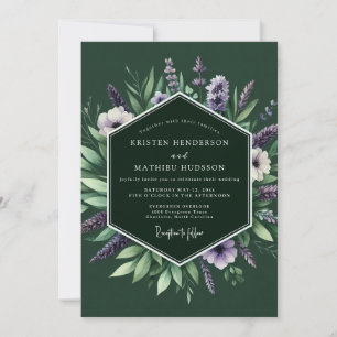 Bruidsfeest met smaragdgroene wilde bloemen kaart