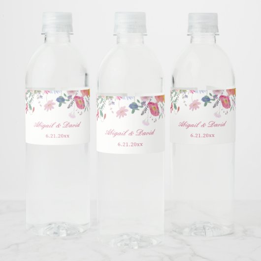 Bruidsfeest met verse wilde bloemen waterfles etiket (Flessen)