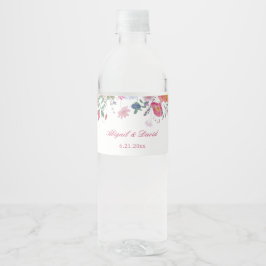 Bruidsfeest met verse wilde bloemen waterfles etiket