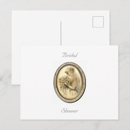 Bruidsfeest met vintage bruid briefkaart (Voorkant / Achterkant)