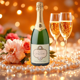Bruidsfeest met Vintage Chic Parels en Prosecco Sparkling Wijnetiket