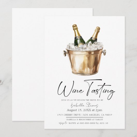 Bruidsfeest met wijnproeverij kaart (Voorkant / Achterkant)