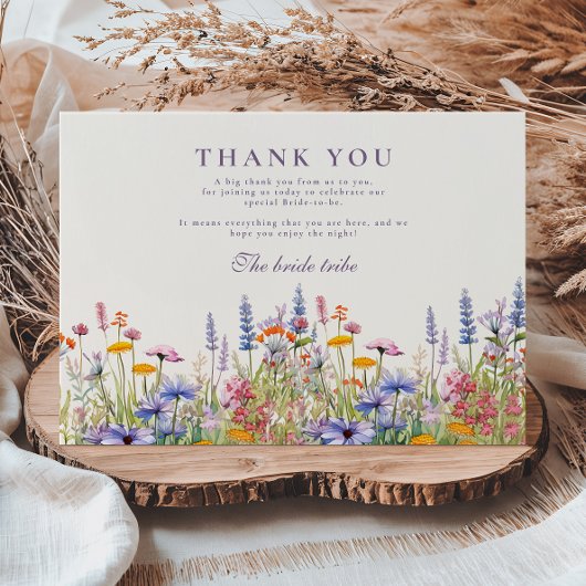 Bruidsfeest met wilde bloemen bedankkaart