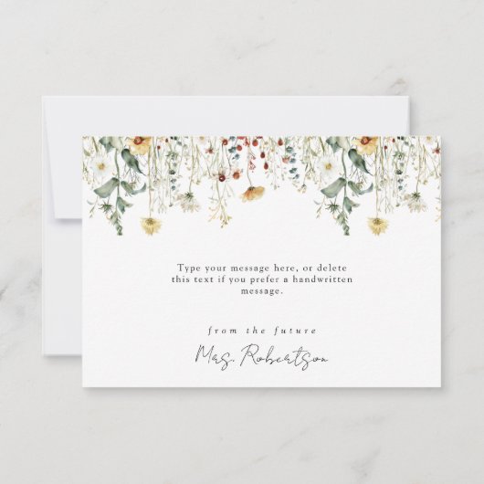 Bruidsfeest met wilde bloemen bedankkaart (Achterkant)