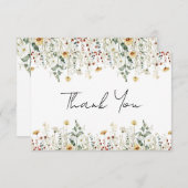 Bruidsfeest met wilde bloemen bedankkaart (Voorkant / Achterkant)
