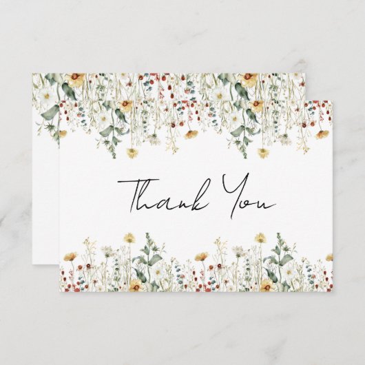 Bruidsfeest met wilde bloemen bedankkaart (Voorkant / Achterkant)