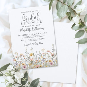 Bruidsfeest met wilde bloemen boeketten kaart