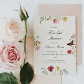 Bruidsfeest met wilde bloemen en vlinders kaart