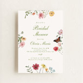 Bruidsfeest met wilde bloemen en vlinders kaart
