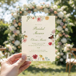 Bruidsfeest met wilde bloemen en vlinders kaart