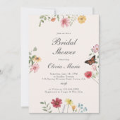 Bruidsfeest met wilde bloemen en vlinders kaart (Voorkant)