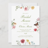 Bruidsfeest met wilde bloemen en vlinders kaart (Voorkant)