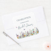 Bruidsfeest met wilde bloemen en vlinders    vierkante sticker (Envelop)