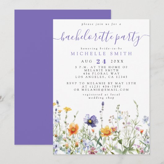 Bruidsfeest met wilde bloemen kaart (Voorkant / Achterkant)
