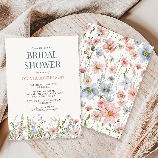 Bruidsfeest met wilde bloemen kaart