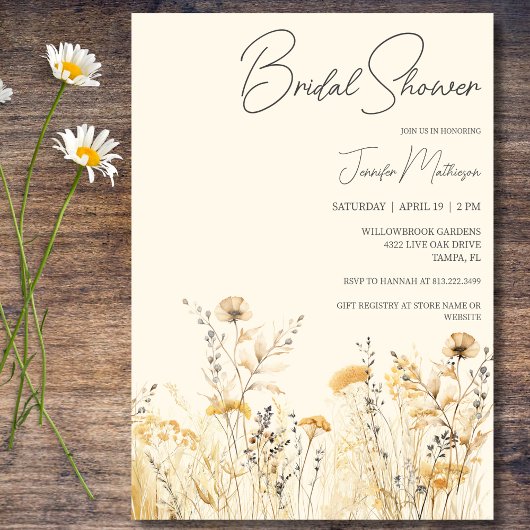 Bruidsfeest met wilde bloemen kaart