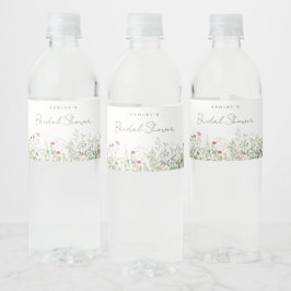 Bruidsfeest met wilde bloemenweide waterfles etiket