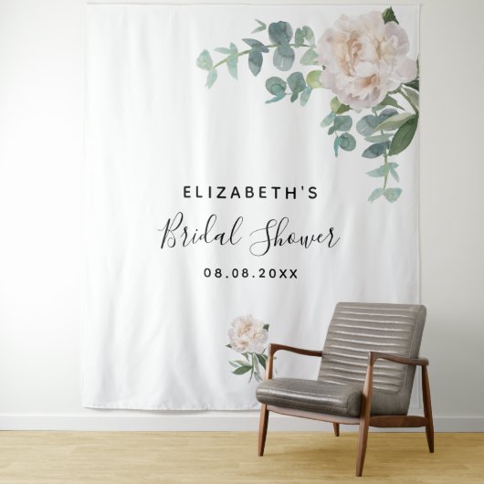 Bruidsfeest met witte eucalyptus groen elegantes wandkleed (In situ)