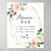 Bruidsfeest Mimosa Bar Bord Roze Roos Bloemen Poster (Voorkant)
