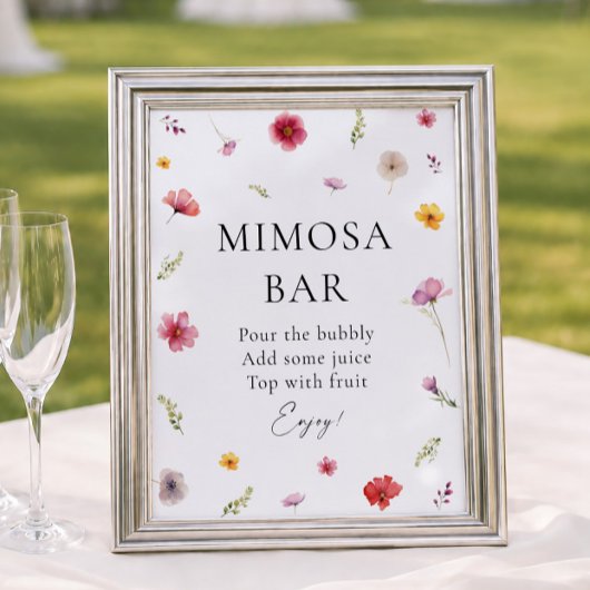 Bruidsfeest Mimosa Bar met Wilde Bloemen Poster