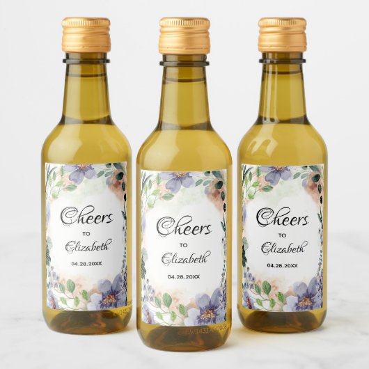 Bruidsfeest Mini Bloemenkrans Wijn Etiket (Flessen)
