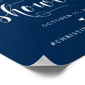 Bruidsfeest, modern Navy Blue-huwelijkslettertype Poster (Hoek)