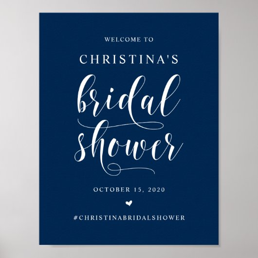 Bruidsfeest, modern Navy Blue-huwelijkslettertype Poster (Voorkant)