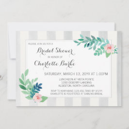 Bruidsfeest Modern Strepen & Aquarel Bloemen Kaart