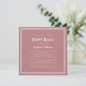 Bruidsfeest Modern Vierkant Chic Stof Stof Roze Ro Kaart (Staand voorkant)