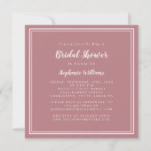 Bruidsfeest Modern Vierkant Chic Stof Stof Roze Ro Kaart (Voorkant)