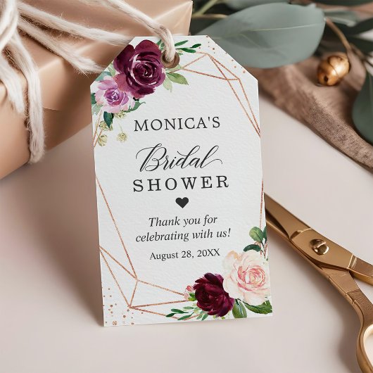 Bruidsfeest Moderne Botanische Paarse Blos Bloemen Cadeaulabel