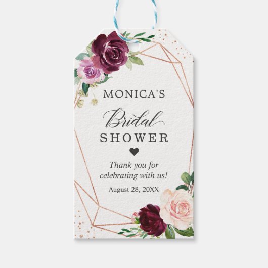 Bruidsfeest Moderne Botanische Paarse Blos Florale Cadeaulabel (Voorkant)