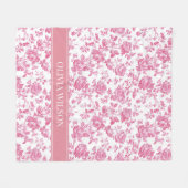 Bruidsfeest | Moederdag Roze Bloemen Fleece Deken (Voorkant (Horizontaal))