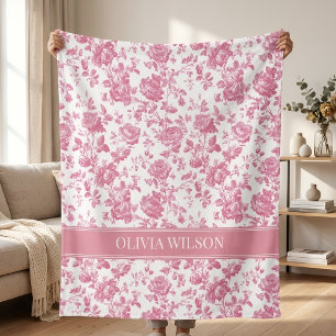 Bruidsfeest Moederdag Roze Bloemen Fleece Deken