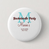 bruidsfeest monogram naam datum plaats si ronde button 5,7 cm (Voorkant)