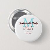 bruidsfeest monogram naam datum plaats si ronde button 5,7 cm (Voorkant /achterkant)
