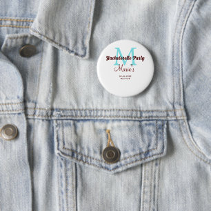 bruidsfeest monogram naam datum plaats si ronde button 5,7 cm