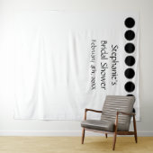 Bruidsfeest Monogram Naam Zwarte Stippen Wit Cool Wandkleed (In Situ (horizontaal))
