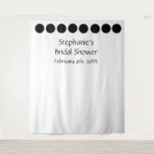 Bruidsfeest Monogram Naam Zwarte Stippen Wit Cool Wandkleed (Voorkant)